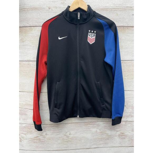 NIKE USA National Team US Jacket Women Large Black zip track soccer Glanz